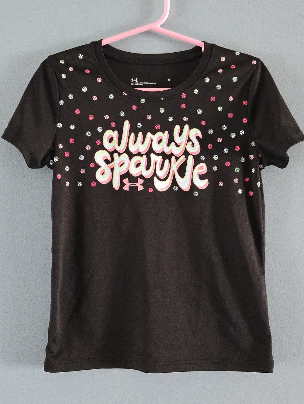 Under Armour Black 'Always Sparkle' Graphic Tee Girls 6